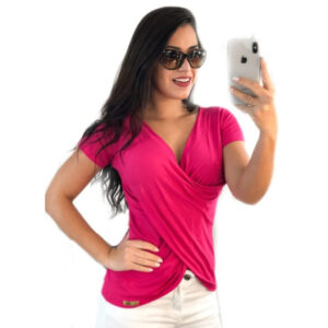 Blusa Camiseta Transpassada Cruzada Lancamento Moda Outono Inverno
