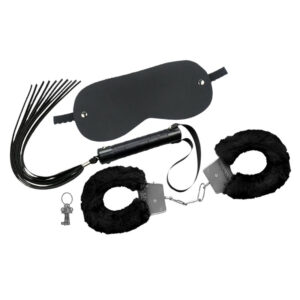 KIT DOMINATRIX - Algema Erótica + Venda Tapa Olhos + Chicote BDSM Fetiche