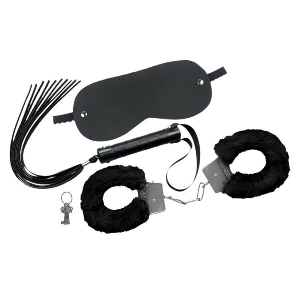 KIT DOMINATRIX - Algema Erótica + Venda Tapa Olhos + Chicote BDSM Fetiche