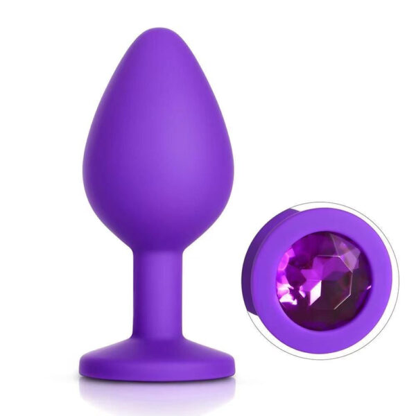 Plug Anal De Silicone P Cravejado Com Pedra na Base Aveludado - Image 2